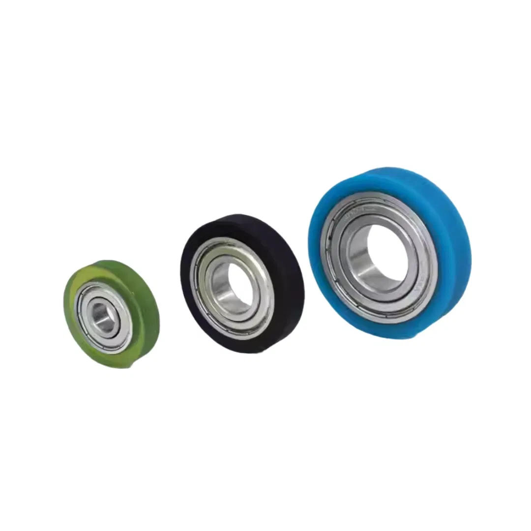 Custom Polyurethane Coated Carbon Steel Roller Unpowered Double Bearing Driven Pulley Natural Color 90A pictures & photos